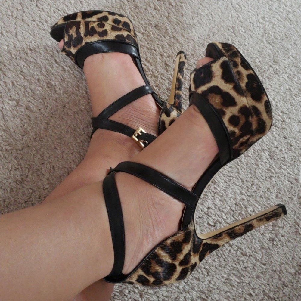 Michael Kors leopard print strappy heels